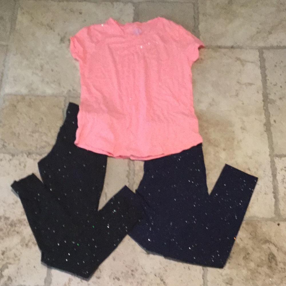 Bundle!!! Sparkle leggings and top 🖤💙💗